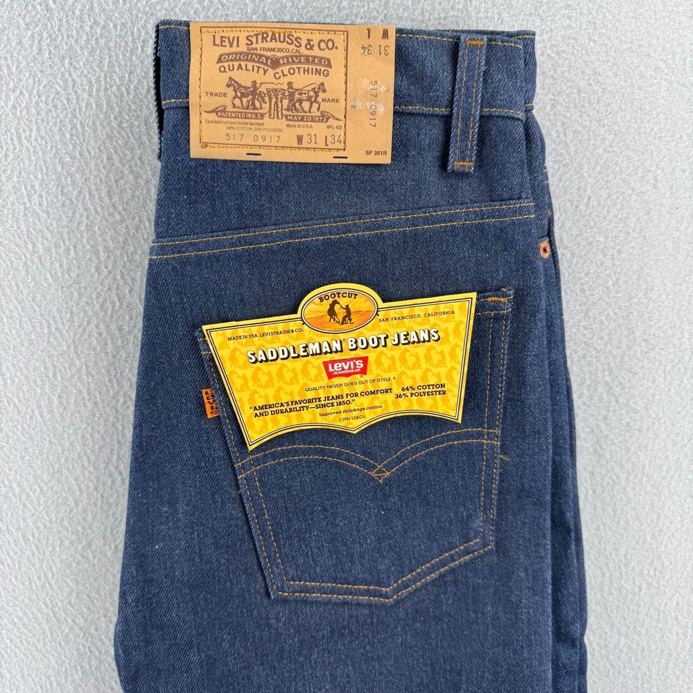 Vintage Levis Jeans Mens 31x34 (Fits 31x34) 517 Bootcut‎ 80s Made in USA DEAD